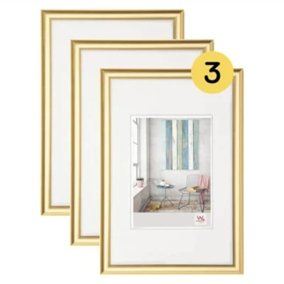 Abbildung von walther design Bilderrahmen gold 30 x 40 cm 3er Pack, Trendstyle Kunststoffrahmen KP040G3