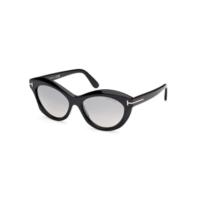 Abbildung von Tom Ford TONI Sonnenbrille, Damen, Größe: 55, Shiny black/smoke mirror