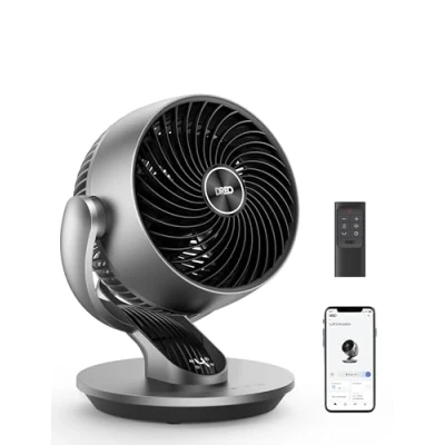 Abbildung von Dreo 28dB Leiser Smart Tischventilator für Schlafzimmer Büro, Ventilator mit Fernbedienung Kühlung 21M Windentfernung 4 Geschwindigstufe 5 Modi 12H Timer 90 Auto 120 Manuell oszillierend, Lynx S