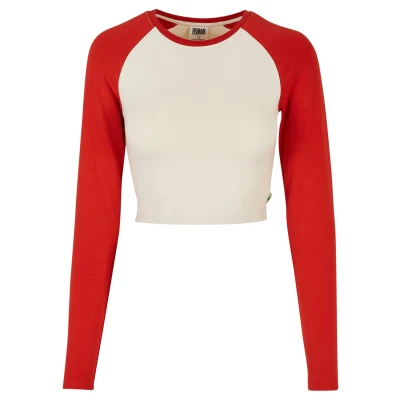 Abbildung von Urban Classics Cropped Retro Baseball Longs Langarmshirt, Damen, Größe: Medium, Whitesand hugered