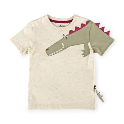 Abbildung von sigikid Happy Crocodile Tshirt print für Kinder, Größe: 122, Ecru bunt meliert