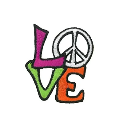 Abbildung von Kleiber Bügelbild Patch Applikation zum Aufbügeln Hippie Love Peace 5,5 cm x 6,0