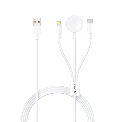 Abbildung von XLAYER 3 in 1 Apple Multi Ladekabel, USB C, Lightning, Watch Wireless Charger Smartphone Kabel, Typ Charger, (150.00 cm)