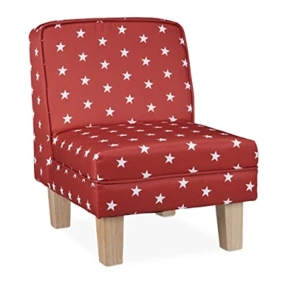 Abbildung von Relaxdays Kindersessel mit Sternen, für Jungen &amp; Mädchen, Kleiner Sessel Kinderzimmer, HBT: 60 x 45 52 cm, rot
