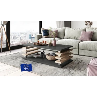 Abbildung von Design Couchtisch DC 3 Wohnzimmertisch Tisch Rollen, Farbe:Anthrazit matt/Sonoma Eiche, Ausführung:ohne Rollen