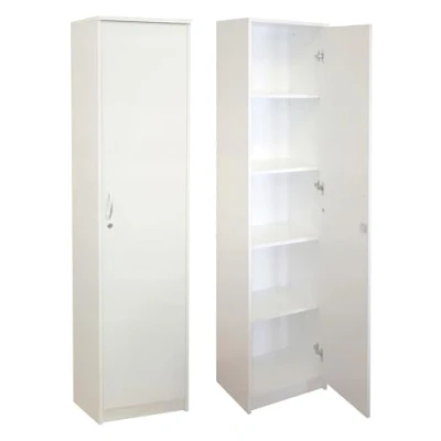 Abbildung von Büroschrank mit Schloss, Aktenschrank Bücherregal Büroregal 1 Tür und 5 Fächern Universeller Schrank für Büro Zuhause 180x44,5x35 cm (Weiß)
