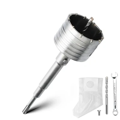 Abbildung von 85MM Bohrkrone Set mit SDS plus Adapter 220mm und Zentrierbohrer 8x110mm,Bohrkrone Steckdose für Mauerwerk Beton