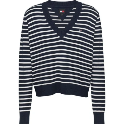 Abbildung von Tommy Jeans Strickpullover &quot;TJW ESSENTIAL VNECK SWEATER EXT&quot;, mit Logostickerei