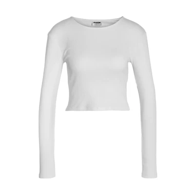 Abbildung von Noisy May CROP Nmmaya Langarmshirt, Damen, Größe: Large, Weiß