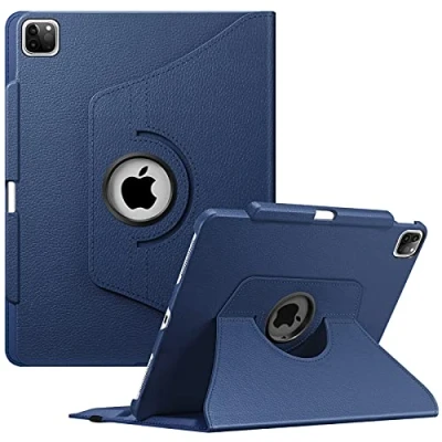 Abbildung von Fintie Hülle für iPad Pro 12.9 Zoll 6.Generation 2022/iPad 2021/2020/2018 mit Stifthalter Schutzhülle Cover 360 Grad drehbarem Ständer und Auto Schlaf/Wach Funktion, Marineblau