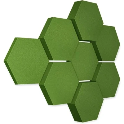 Abbildung von platino24 Akustikpaneele 8 Elemente Edition LOFT 3D I Ø 300mm Akustikplatten Schalldämmung Wand &amp; Decke Akustikschaum Schall Absorber aus Basotect 30 70mm Akustikbeschichtung Farbe: Kermit