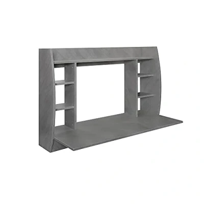 Abbildung von ML DESIGN Schreibtisch Wandschreibtisch mit 6 Fächer aus Holz kratzfest Hängeschreibtisch, Bürotisch Grau MDF wasserdicht 110x75x48cm Computertisch