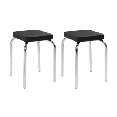 Abbildung von HAKU Sitzhocker Stapelhocker PIK, 2er Set, Schwarz, Kunstleder, stapelbar