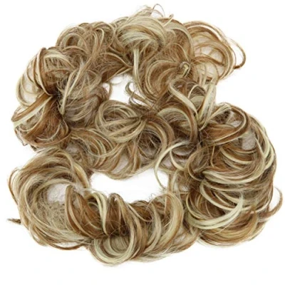 Abbildung von CAISHA XXL Haarteil Haargummi Hochsteckfrisuren Voluminös Gelockt Unordentlich Dutt Hellbraun Blond Mix HW34