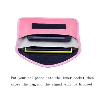 Abbildung von Mengshen Große Faraday Tasche, Signal Block Pouch kompatibel mit iPhone Samsung Smart Phone Autoschlüssel (Rosa)