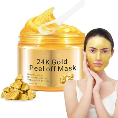 Abbildung von 24k Gold Peel Off Maske, Anti Falten Aging Gesichtsmaske Für Jeden Hauttyp, Hautstraffend &amp; Verjüngend Strahlende Gesichtsmasken, Koreanische Kosmetik, 120ml