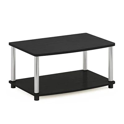 Abbildung von Furinno Turn N Tube ohne Werkzeug 2 stufiger erhöhter TV Ständer, Americano/Chrom