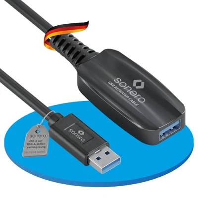 Abbildung von Sonero USB 3.2 Gen1x1 Aktive Verlängerung A/A schwarz 5,00m