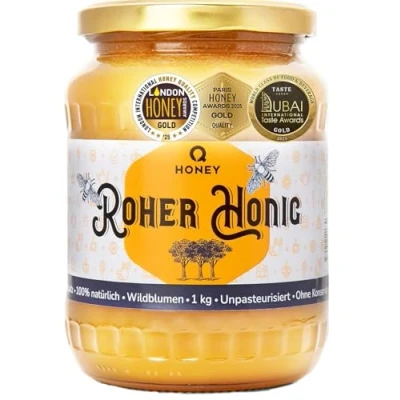 Abbildung von Reiner roher Honig aus Europa 100% Gold Award Gewinner des London International Honey Quality Competition 2024