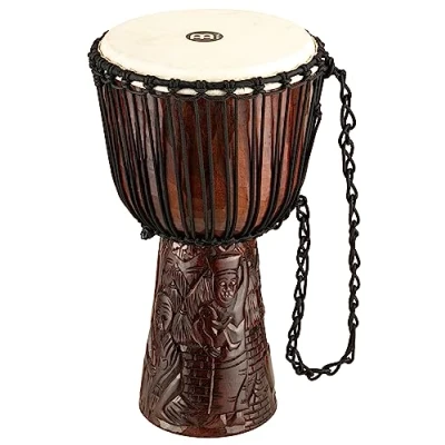 Abbildung von Meinl Percussion African Style Djembe Mittelgroße Handtrommel Mit Ziegenfell Durchmesser 10 Zoll Mahagoni, Braun (PROADJ2 M)
