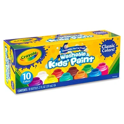 Abbildung von CRAYOLA Die waschbaren Farben sind in wiederverschließbaren Dosen, gebrauchsfertig, für Schule und Freizeit, 10 klassische Farben, 54 1205, verschiedene