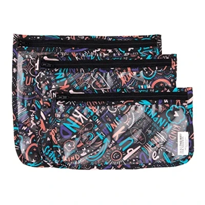 Abbildung von Bumkins Reisetasche, Kulturbeutel, Baby, TSA zugelassene Tasche, Reißverschlusstasche, Quart Größe konform, transparente Seite, Wickeltasche Organisation, Make up, Zubehör, 3 Stück