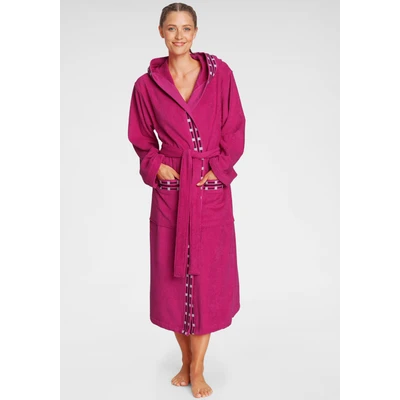 Abbildung von my home Unisex Bademantel &quot;Jonnie&quot;, (1 St.), für Damen &amp; Herren, mit gemusterter Bordüre, lang, S 3XL