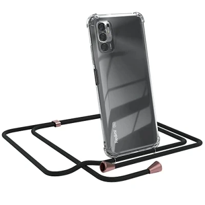 Abbildung von EAZY CASE Handykette kompatibel mit Xiaomi Redmi Note 10 5G Handyhülle Umhängeband, Handykordel Schutzhülle, Silikonhülle, Hülle Band, Stylische Kette für Smartphone, Clips in Rose