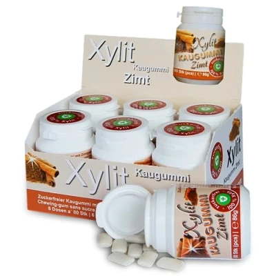 Abbildung von Xylitquelle Zahnpflegekaugummi ZIMT 6 x 80 Stk 100% Xylit für angenehmen Atem zuckerfrei, vegan, ohne Aspartam 480 Kaugummis (6er Pack)