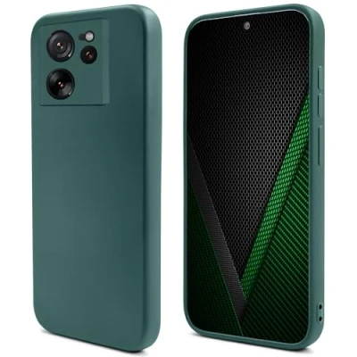 Abbildung von Moozy Lifestyle. Hülle für Xiaomi 13T und Pro, Dunkelgrün Premium Silikon Handyhülle Schutzhülle mit Mattem Finish Weichem Mikrofaserfutter, Phone Cover Case