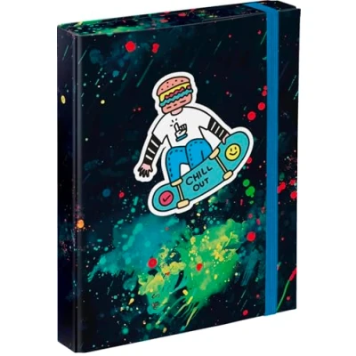 Abbildung von Baagl Heftbox für Schulranzen Heftmappe A5 Kinder mit Gummiband und Innenklappen Sammelmappe, Sammelbox Gummizug Jungen (Chill)