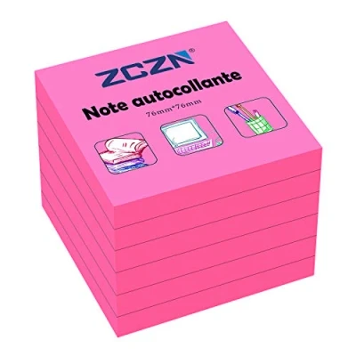 Abbildung von ZCZN Haftnotiz Sticky Notes Selbstklebende Haftnotizzettel Notizzettel Klebezettel 6 Blöcke, 80 Blatt, 76 x mm, Fuchsie