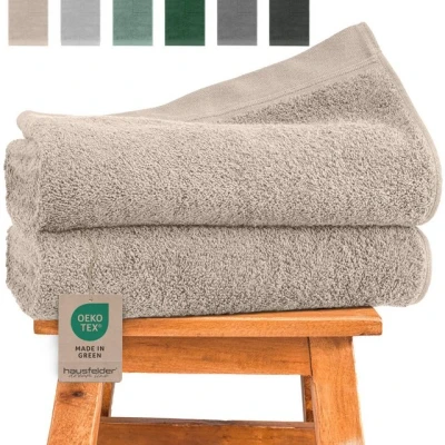 Abbildung von Hausfelder Handtücher Premium Duschtuch 2er Set (Beige, 2 Duschtücher 70x140 cm), (Doppelpack, St), 100% Baumwolle, weich, saugfähig, Uni Farben