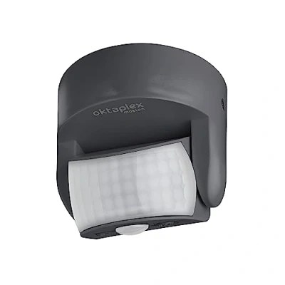 Abbildung von Oktaplex motion Bewegungsmelder Aussen IP65 2 Sensoren, Infrarotsensor 230V schwenkbar Aufputz 12m Reichweite anthrazit