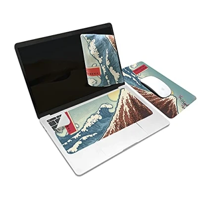 Abbildung von SenseAGE x ekax Microfasertuch Tastaturschutz mit attraktiv Bilder für 13 Zoll Laptop MacBook 3 in 1 Mauspad, Bildschirmreiniger, Display , Tastaturabdeckung Notebook Schutztuch, Fuji Ukiyo e