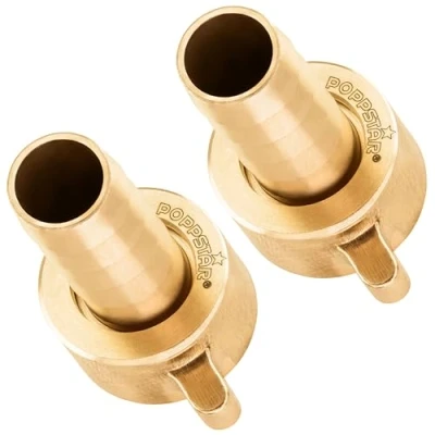 Abbildung von Poppstar 2x Schlauchverbinder 1/2 Zoll Messing (inkl. Überwurfmutter mit Flachdichtung) Schlauchverschraubung 1/2“ Innengewinde auf Schlauchtülle (12,7mm)