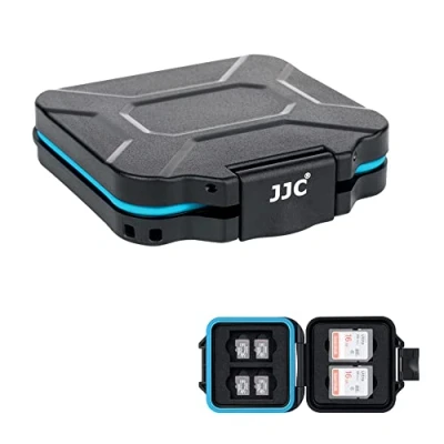 Abbildung von JJC Speicherkarten Hülle Schlanker Halter für 4 SD SDXC SDHC und 8 Micro TF Karten, Wasserbeständiger Stoßfest Tragbare Card Aufbewahrungsbox Organizer