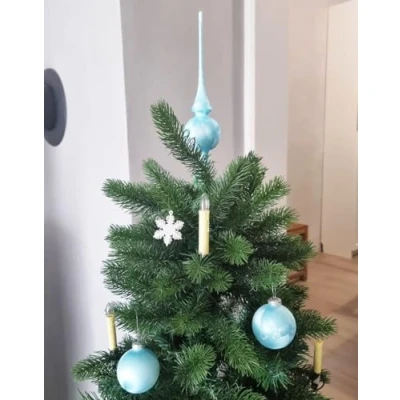 Abbildung von JACK Eislack Glas Christbaumkugeln Set Himmelblau 15x Kugel 6cm + 1x Spitze 25cm Box