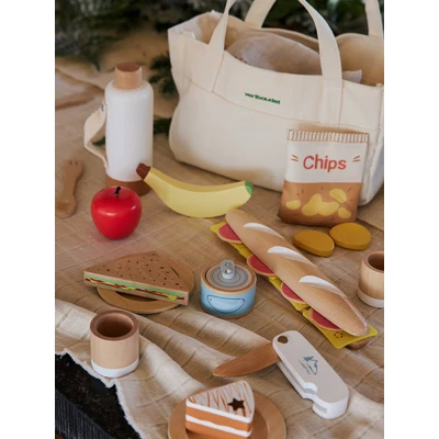 Abbildung von VERTBAUDET Kinder Picknick Spielset aus Holz FSC® karamell
