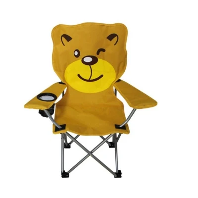Abbildung von Mojawo Klappstuhl Kinder Anglersessel Orange mit Getränkehalter und Tasche Motiv Löwe
