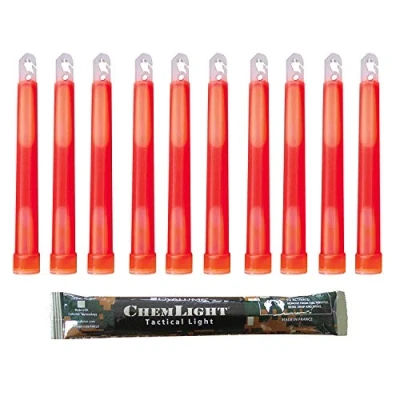 Abbildung von Cyalume Leuchtstab 15 cm, Original Militärische ChemLight Lightsticks In Rot (30 er Pack), Hohe Brenndauer Von 12 Stunden, 100% konform Mit Den NATO Spezifikationen, Militärtauglich, REACH