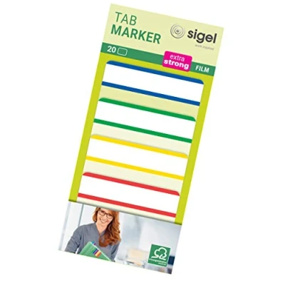 Abbildung von SIGEL HN202 Tab Marker, extra starke Haftmarker, 50 x 38 mm, 20 Streifen
