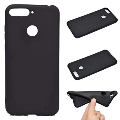 Abbildung von CoverKingz Silikon Handyhülle kompatibel mit Honor 7C / Huawei Y7 2018 Slim Handycase Soft Cover Bumper Gummi Hülle Matt Schwarz