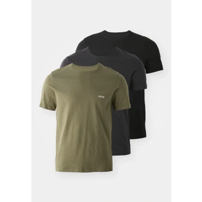 Abbildung von BOSS Herren Classic T Shirts Kurzarm Pure Cotton Crew Neck 3er Pack, Farbe:Mehrfarbig, Artikel: 983 Black/Olive/Dark Grey, Größe:L