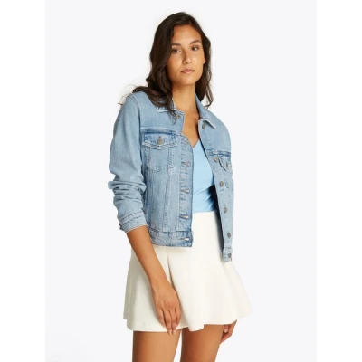 Abbildung von Tommy Jeans Classic Trucker Jeansjacke, Damen, Größe: XL, Denim light