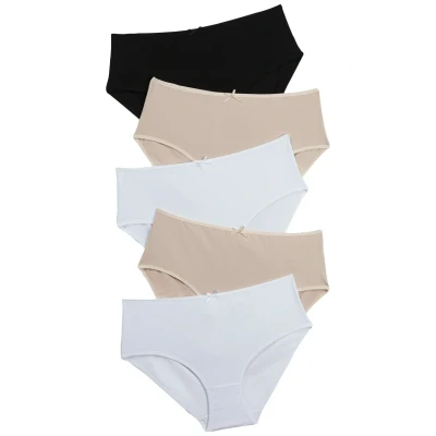 Abbildung von Ulla Popken Große Größen Damen Taillenslip Slip, 5er Pack Basic 70038490, Einfarbig, Gr. 50 (Herstellergröße: 50+), Mehrfarbig (multicolor 90)