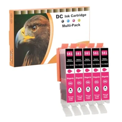 Abbildung von D&amp;C 5X Magenta Druckerpatronen Kompatibel für Canon CLI 581 XXL Ersatz Pixma TR7550 TR8550 TS6150 TS6151 TS6250 TS6251 TS8150 TS8151 TS8152 TS8250 TS8251 TS8252 TS9150 TS9155 TS9550