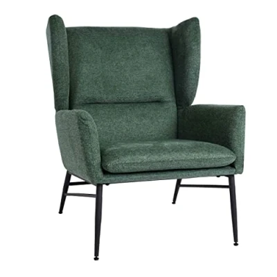 Abbildung von Lounge Sessel HWC L62, Ohrensessel Cocktailsessel Polstersessel, Stoff/Textil Metall grün
