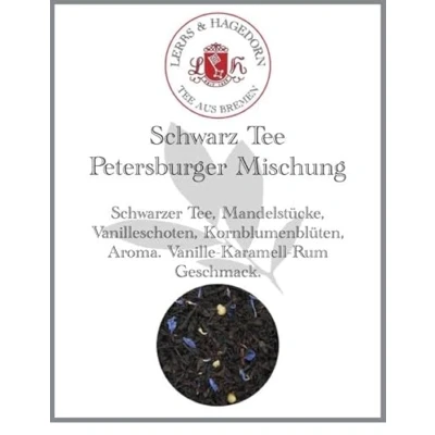 Abbildung von Lerbs &amp; Hagedorn, Schwarz Tee Petersburger Mischung Vanille Karamell Rum Geschmack 250g (Ca. 20 Liter) Mandelstücke, Vanilleschoten