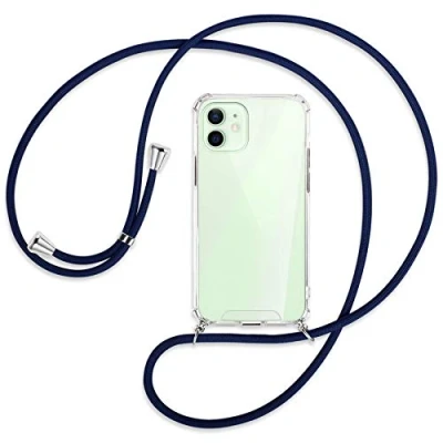 Abbildung von mtb more energy® Handykette kompatibel mit iPhone 12, 12 Pro (6.1&#039;&#039;) dunkelblau Smartphone Hülle zum Umhängen Anti Shock Strong TPU Case